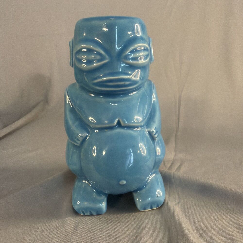 Tiki Farm Ohana Luau On The Island 2013 Mug Blue Buddha Belly Kitsch Barware